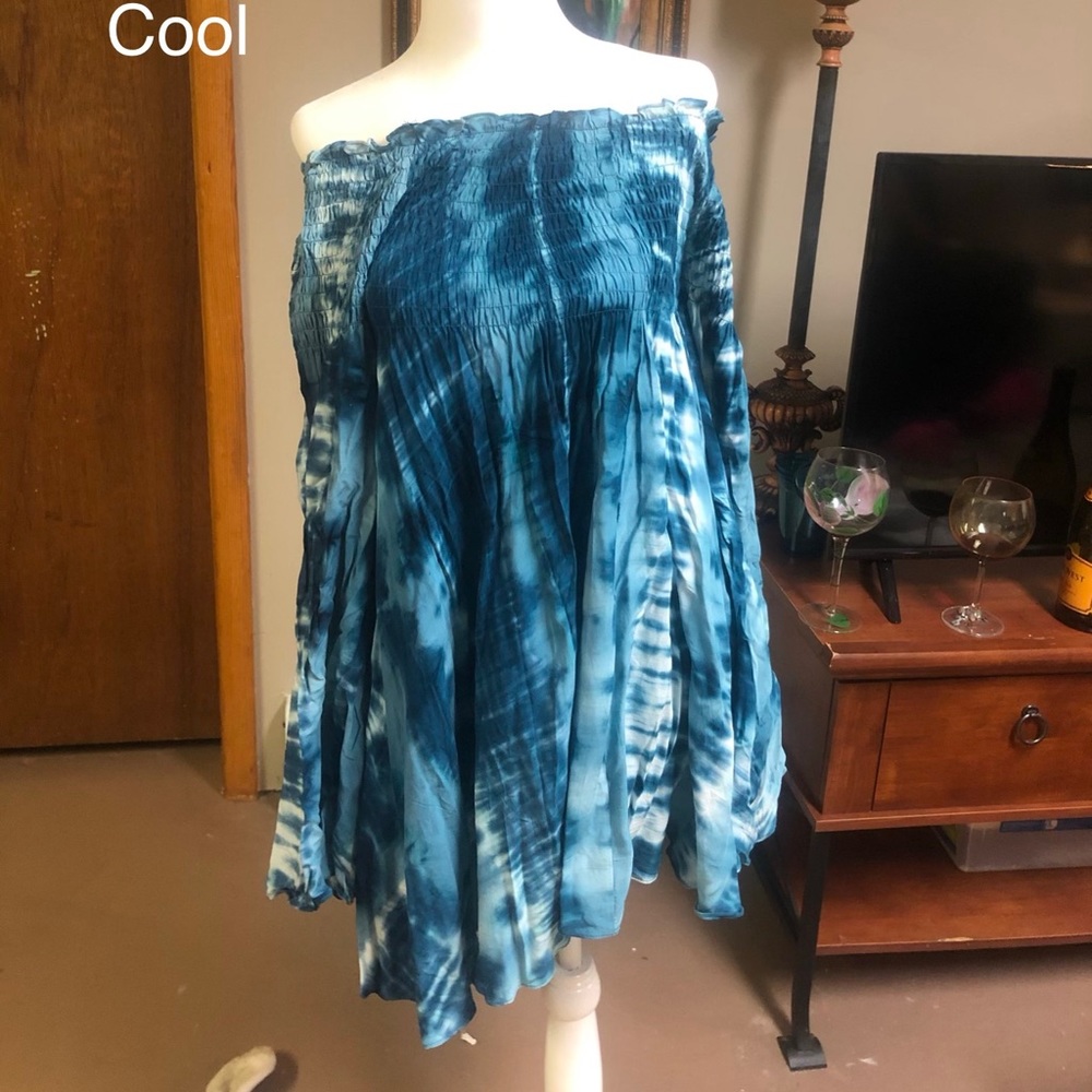 Tie dye off shoulder dress